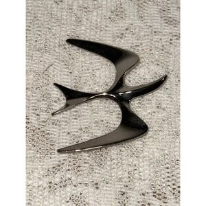 Abstract‎ Bird Brooch Pin Shiny Silver Tone Modern Art Statement Jewelry Women